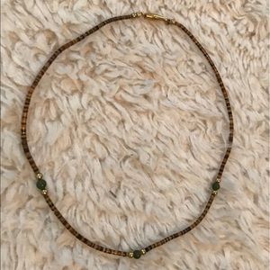 Jade & Brown Bead Choker Necklace